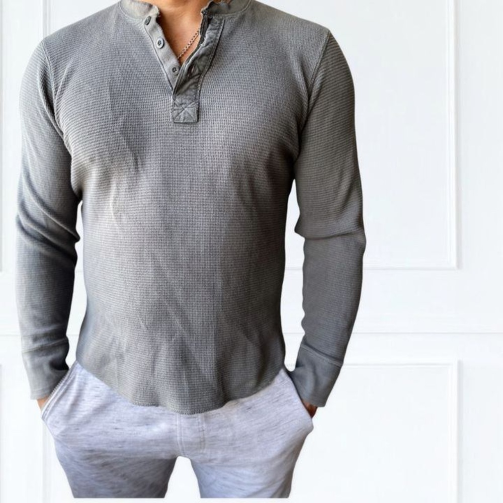 🔅HOST PICK - 100% Cotton Waffle Henley Shirt